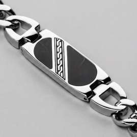 Holzkern Herren Edelstahl-Armband Outlands Schiefer-Silberfarben