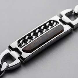 Holzkern Herren-Armband Edelstahl Outlands Walnuss/Silberfarben