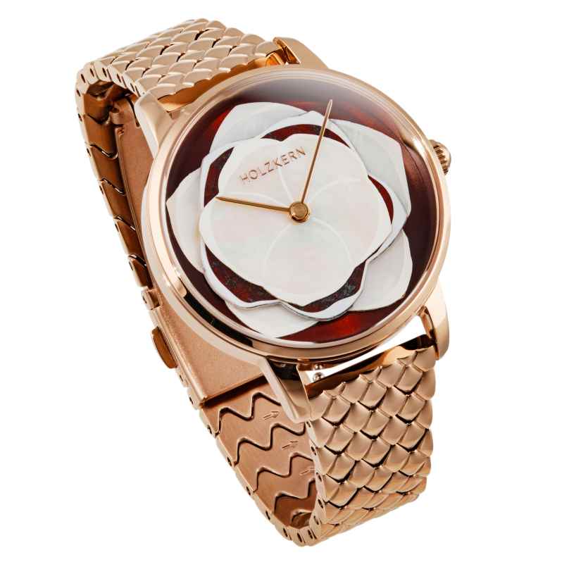 Holzkern Damen-Armbanduhr Rosetta Perlmutt/Jaspis 9010631024581