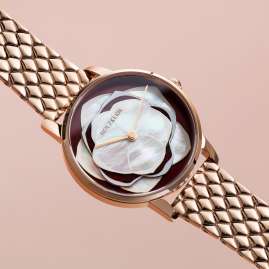 Holzkern Damen-Armbanduhr Rosetta Perlmutt/Jaspis