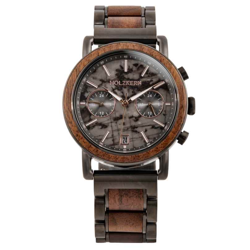 Holzkern Herrenuhr Quarz Chronograph Askja Marmor/Walnuss II 9010631025045
