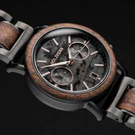 Holzkern Herrenuhr Quarz Chronograph Askja Marmor/Walnuss II