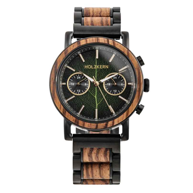 Holzkern Herrenuhr Quarz Chronograph Askja Blatt/Zebrano 9010631025069