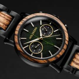 Holzkern Herrenuhr Quarz Chronograph Askja Blatt/Zebrano