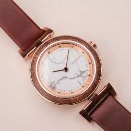 Holzkern Damenarmbanduhr Quarz Ida Walnuss/Marmor