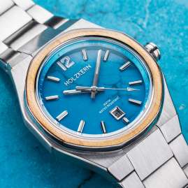Holzkern Herrenuhr Quarz Libertalia Howlith/Silberfarben