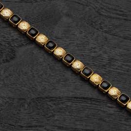 Holzkern Men's Stainless Steel Bracelet Peppered Maple/Gold-Tone