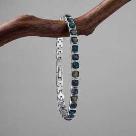 Holzkern Men's Stainless Steel Bracelet Peppered Labradorite/Silver-Tone