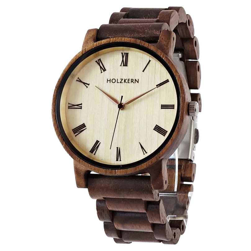 Holzkern Armbanduhr Quarz Herbstdämmerung Walnuss/Ahorn 9120078330043
