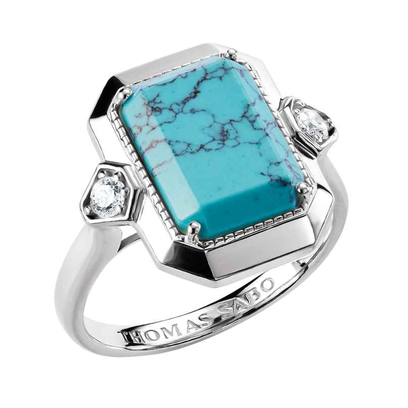 Thomas Sabo TR2506-405-17 Damenring Silber Elyndra Türkisfarbenes Oktagon