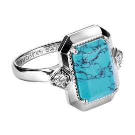 Thomas Sabo TR2506-405-17 Damenring Silber Elyndra Türkisfarbenes Oktagon