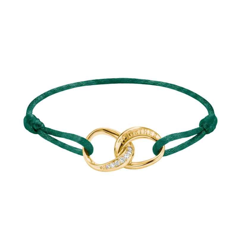 Thomas Sabo A2236-M03-6-L24V Damen Textil-Armband Together Vergoldet Grün 4051245638837