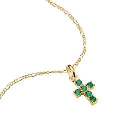 Thomas Sabo CC1206-M01-6 Anhänger Kreuz Goldfarben mit Grünen Steinen