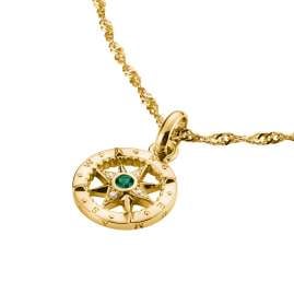 Thomas Sabo CC1261-M01-6 Anhänger Kompass Goldfarben mit Grünem Stein