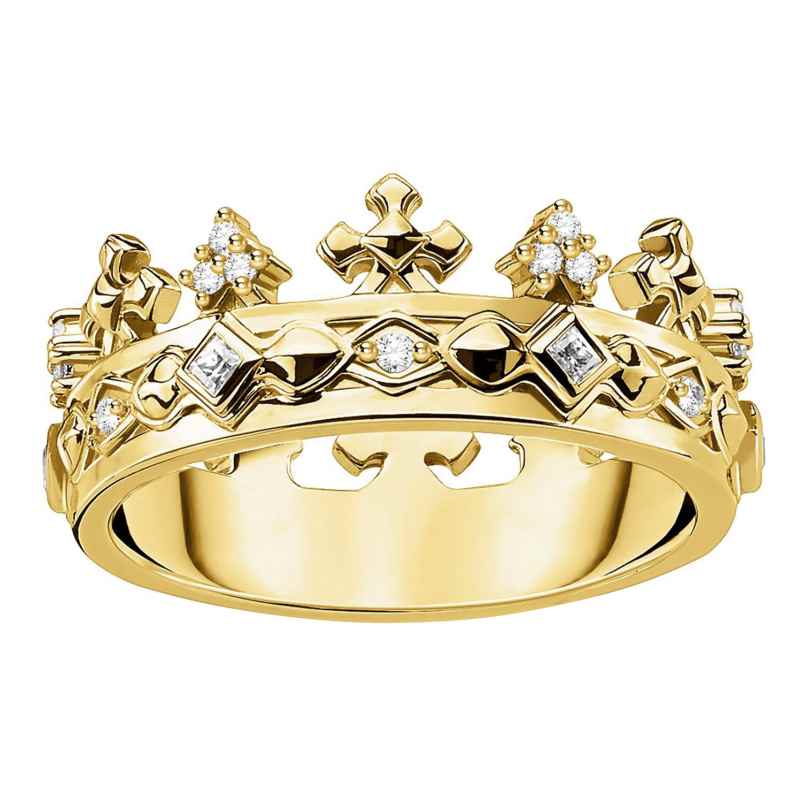 Thomas Sabo TR2302-414-14 Ring für Damen Krone Silber vergoldet