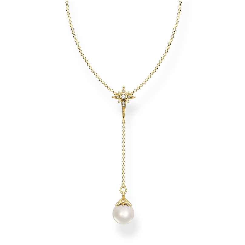 Thomas Sabo KE1986-445-14-L45v Women's Necklace Pearl with Star Gold Tone 4051245484595