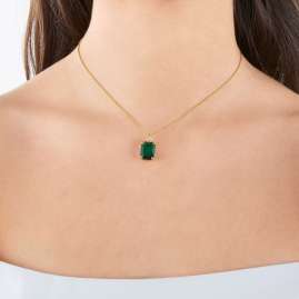 Thomas Sabo KE2089-971-6-45v Ladies' Necklace Green Stone Gold Plated