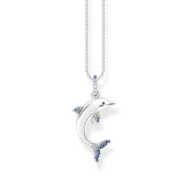 Thomas Sabo KE2144-644-1-L45v Women's Necklace Dolphine with Blue Stones Silver