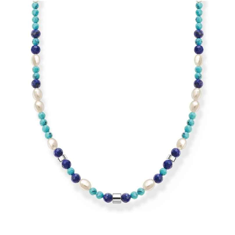 Thomas Sabo KE2162-775-7-L45v Halskette mit Blauen Steinen und Perlen 4051245521917