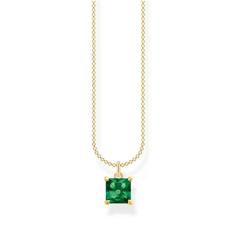 Thomas Sabo KE2156-472-6-L45v Ladies' Necklace Gold Tone with Green Stone 4051245521849