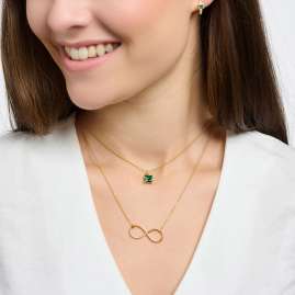 Thomas Sabo KE2156-472-6-L45v Ladies' Necklace Gold Tone with Green Stone