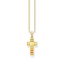 Thomas Sabo KE2166-996-7-L45v Ladies' Necklace Gold Tone Cross Colourful Stones