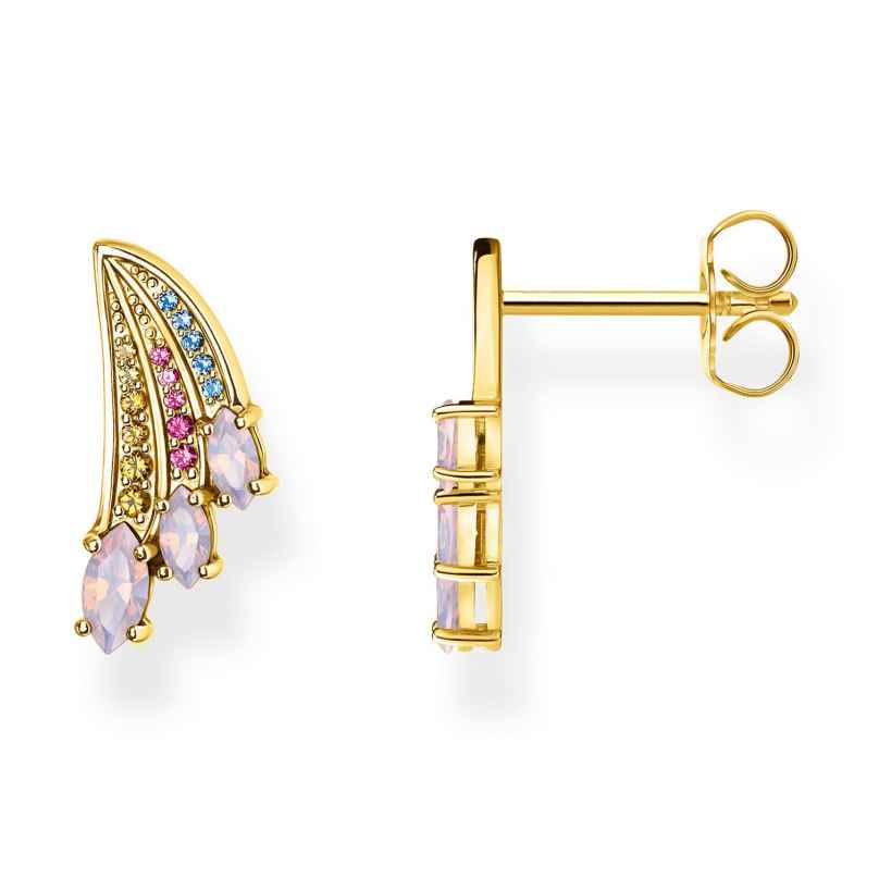 Thomas Sabo H2101-973-7 Stud Earrings Colourful Hummingbird Wing Gold-Plated 4051245474268