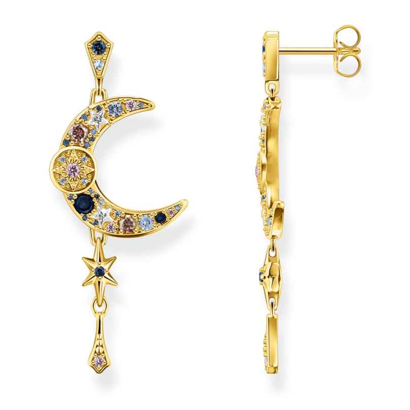Thomas Sabo H2200-959-7 Women's Earrings Royalty Moon Gold Plated 4051245509892