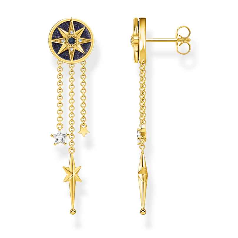 Thomas Sabo H2224-963-7 Women's Dangle Earrings Royalty Star with Stones Gold Tone 4051245509991