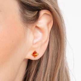 Thomas Sabo H2116-472-8 Damen-Ohrringe Orangefarbener Stein mit Stern Goldfarben
