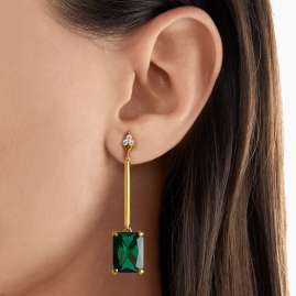 Thomas Sabo H2173-971-6 Ladies' Dangle Earrings Green Stone Gold Tone