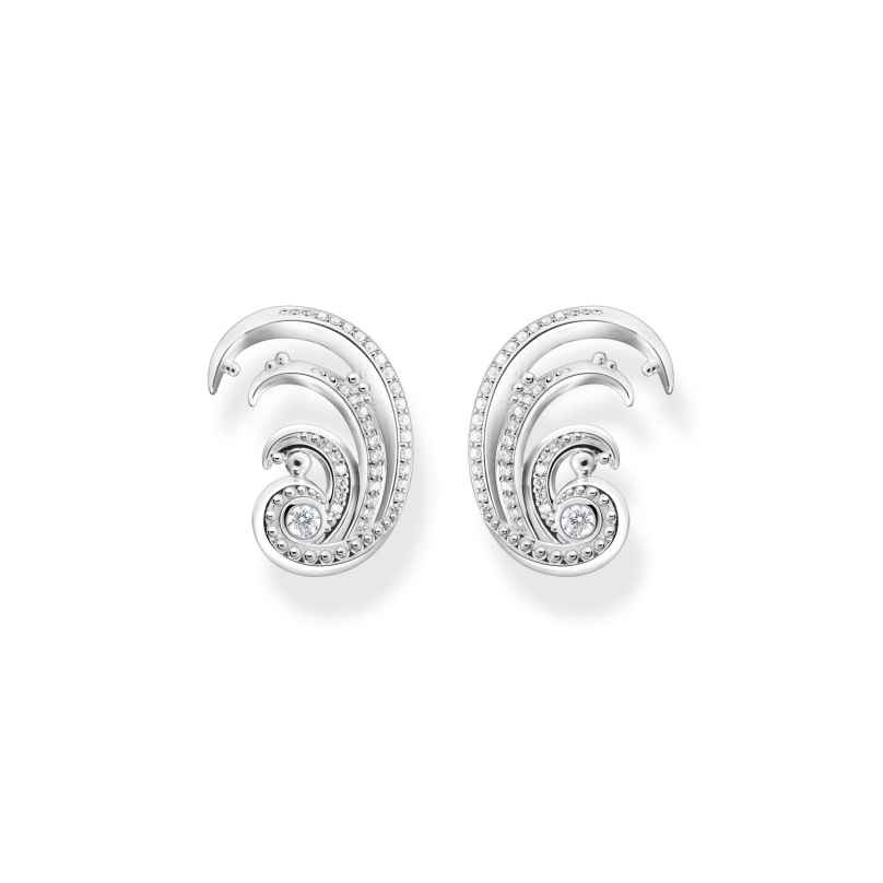 Thomas Sabo H2225-051-14 Women's Earrings Wave with White Stones Silver 4051245518528