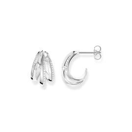 Thomas Sabo H2231-051-14 Ladies' Hoop Earrings Wave with Stones Silver