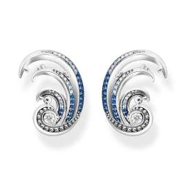 Thomas Sabo H2225-644-1 Ladies' Clip Earrings Wave with Blue Stones