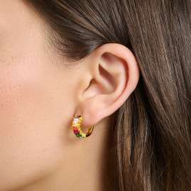 Thomas Sabo CR667-488-7 Women's Hoop Earrings Colourful Stones Gold Tone