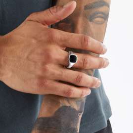 Thomas Sabo TR2332-024-11 Unisex Signet Ring with Black Stone Silver
