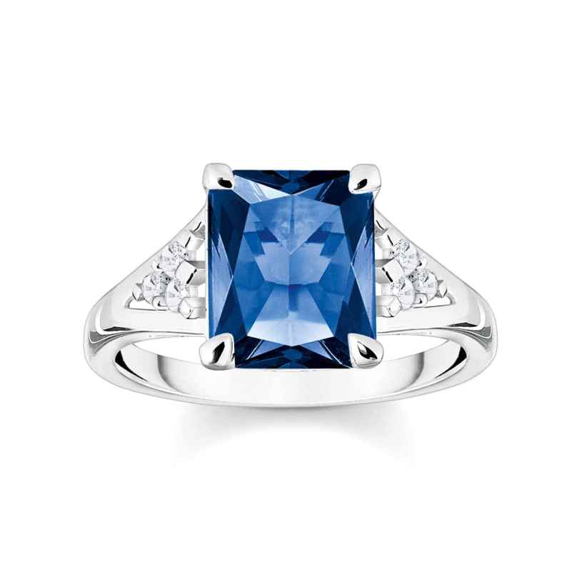 Thomas Sabo TR2362-166-1 Silver Ring for Women Blue Stone