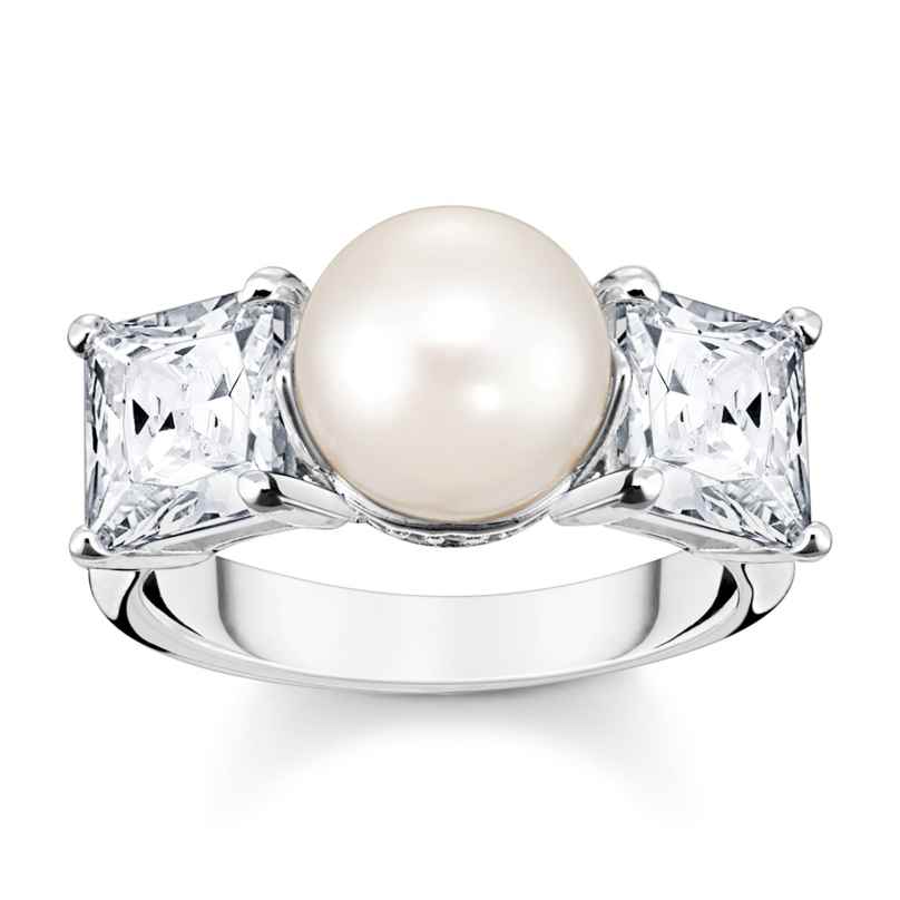 Thomas Sabo TR2408-167-14 Damen-Ring Perle und Weiße Steine Silber