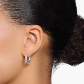 Thomas Sabo CR668-051-9 Silver Hoop Earrings for Women Pink