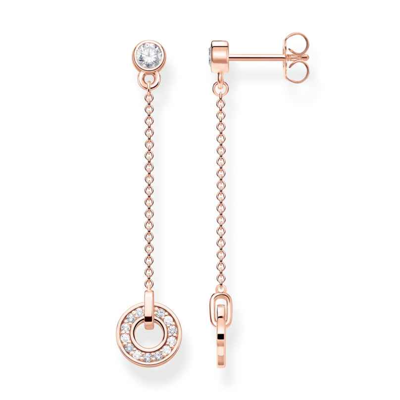 Thomas Sabo H2063-416-14 Drop Earrings Circle with White Stones Rose Gold Tone 4051245454154