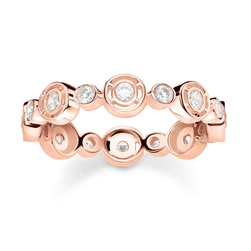 Thomas Sabo TR2256-416-14 Ladies' Ring Circles with White Stones Rose Gold Tone