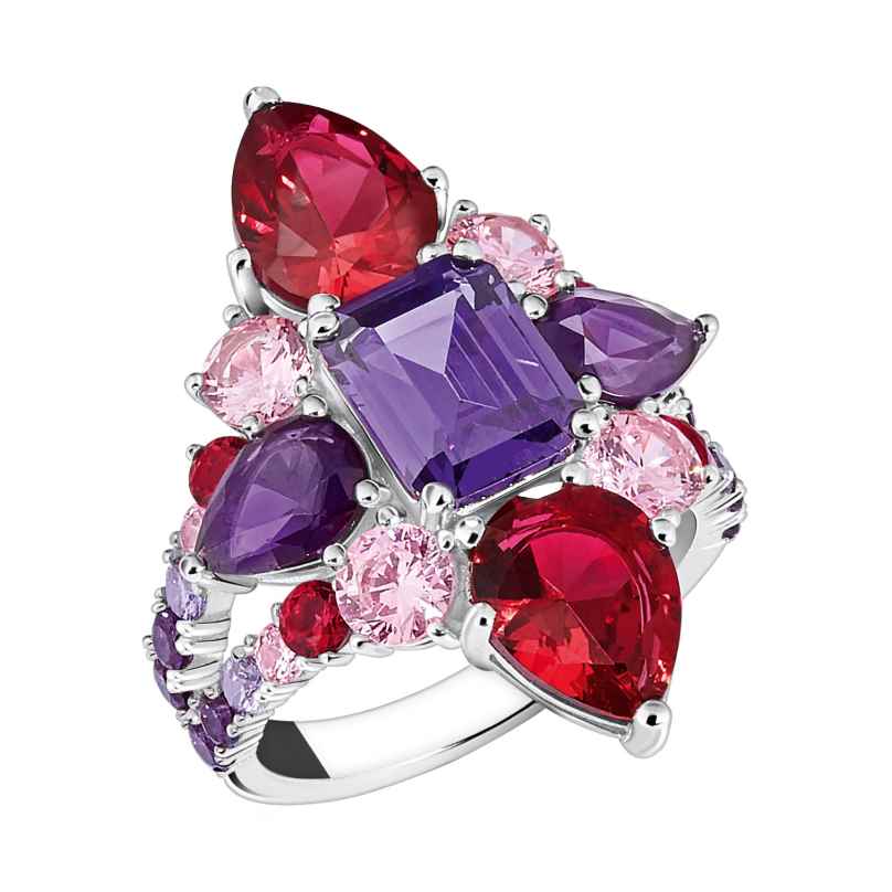 Thomas Sabo TR2441-477-7 Women's Ring with Berry-Coloured Stones