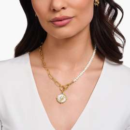 Thomas Sabo KE2193-445-14-L47v Damen-Halskette Vergoldet mit Perlen
