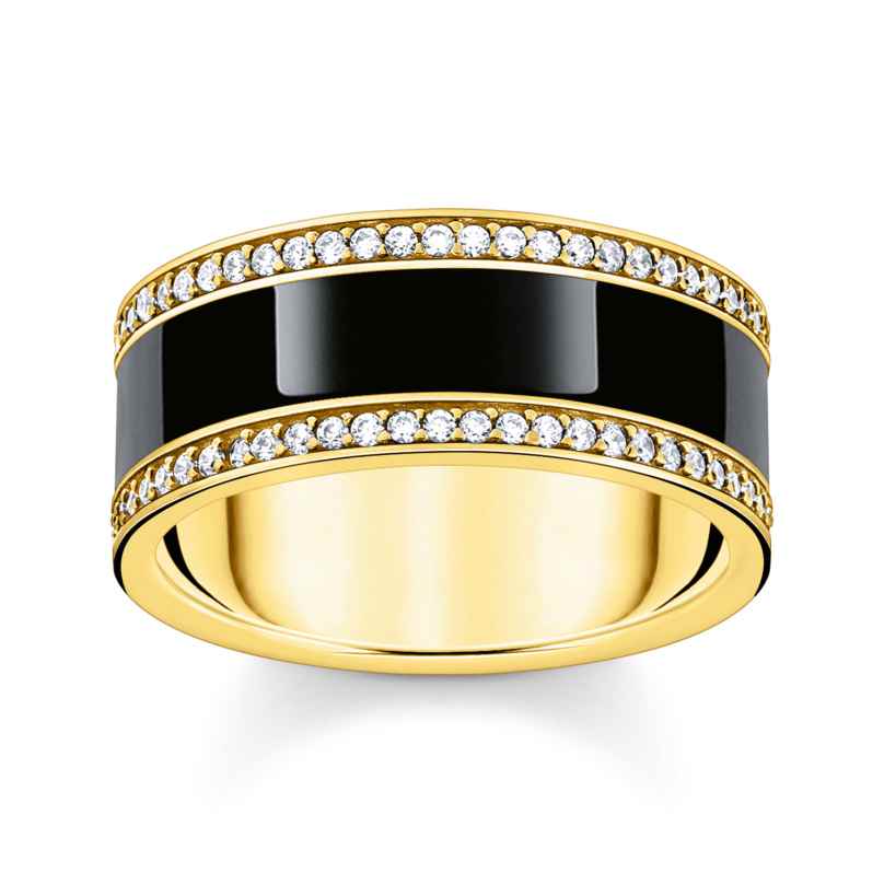 Thomas Sabo TR2446-565-11 Ladies' Ring Gold Tone with Black Enamel