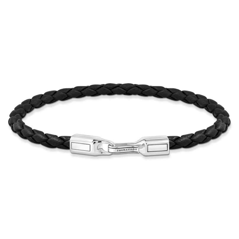 Thomas Sabo A2147-682-11 Unisex Leather Bracelet Black Silver