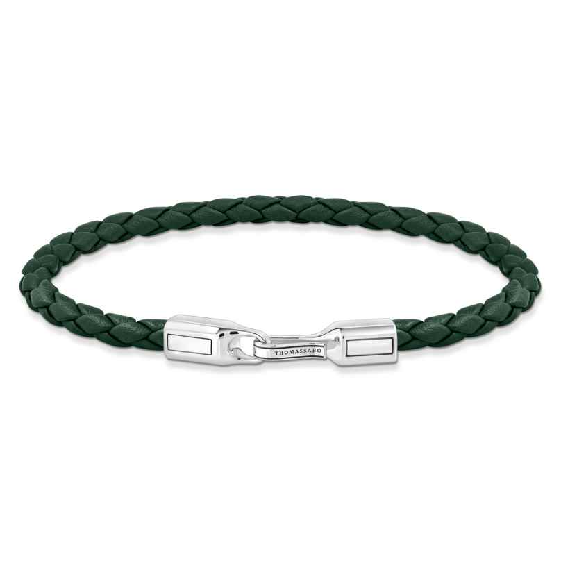 Thomas Sabo A2147-682-6 Unisex Leather Bracelet Green Silver