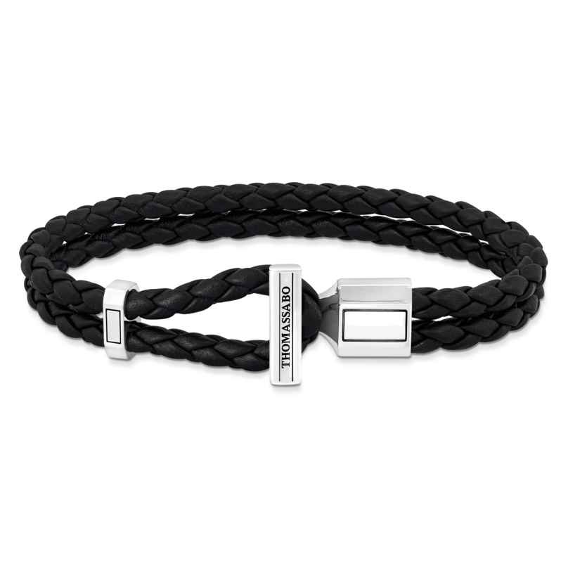 Thomas Sabo A2148-682-11 Unisex Leather Bracelet Black Silver
