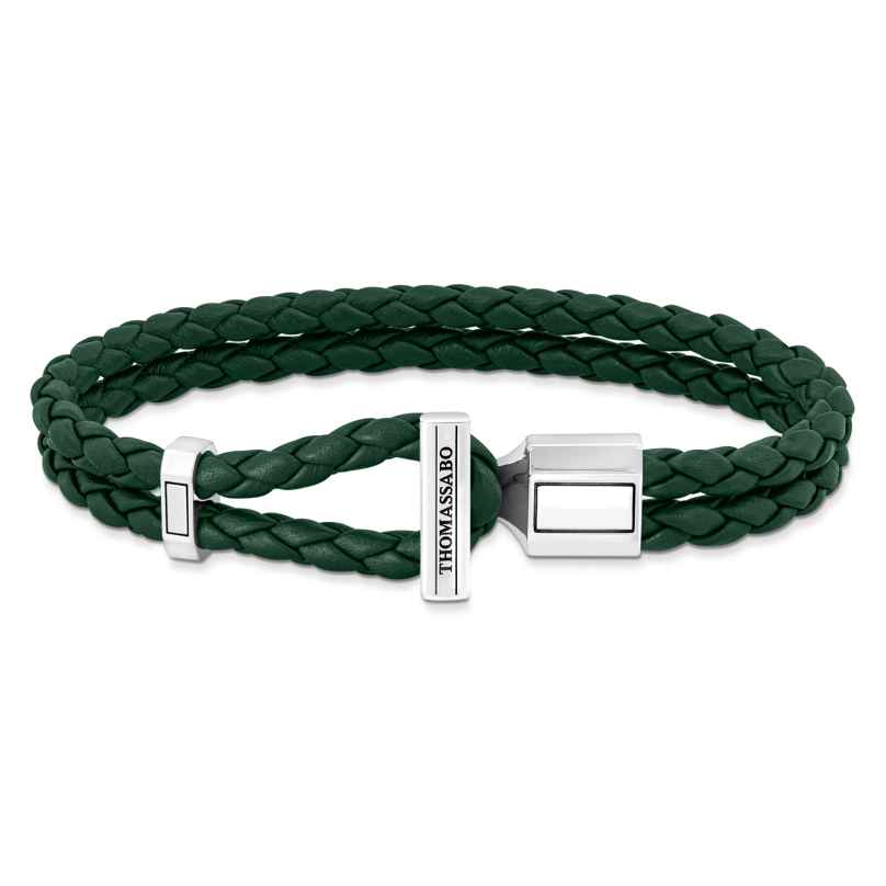 Thomas Sabo A2148-682-6 Unisex Leather Bracelet Green Silver