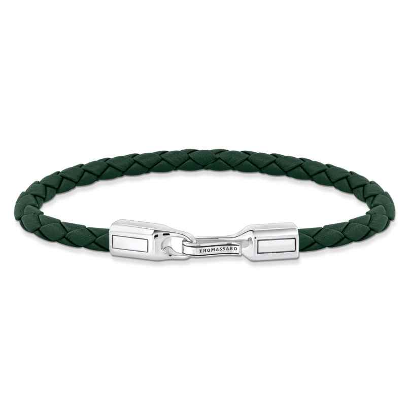 Thomas Sabo A2149-682-6 Unisex Leather Bracelet Green Silver