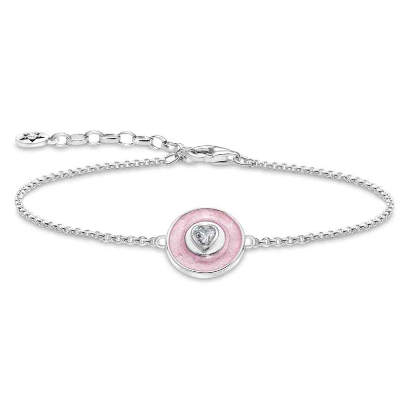 Thomas Sabo A2143-691-9-L19V Women's Silver Bracelet with Heart Pink 4051245571912